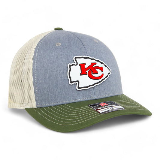 Kansas City Chiefs 3D Snapback Trucker Hat- Heather Grey/ Birch/ Olive