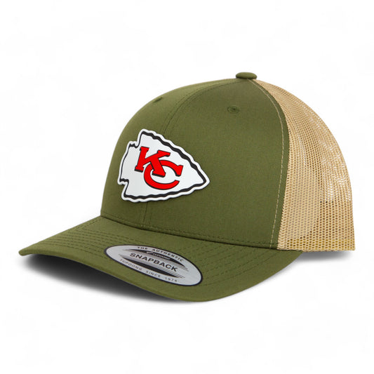 Kansas City Chiefs 3D YP Snapback Trucker Hat- Moss/ Tan