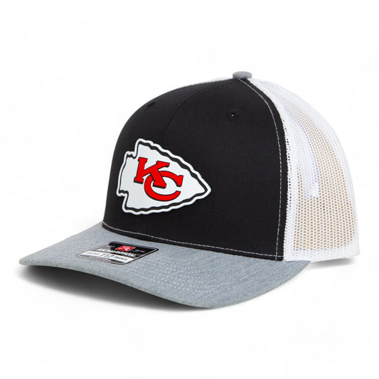 Kansas City Chiefs 3D Snapback Trucker Hat- Black/ White/ Heather Grey