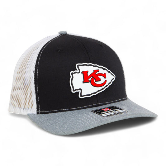 Kansas City Chiefs 3D Snapback Trucker Hat- Black/ White/ Heather Grey