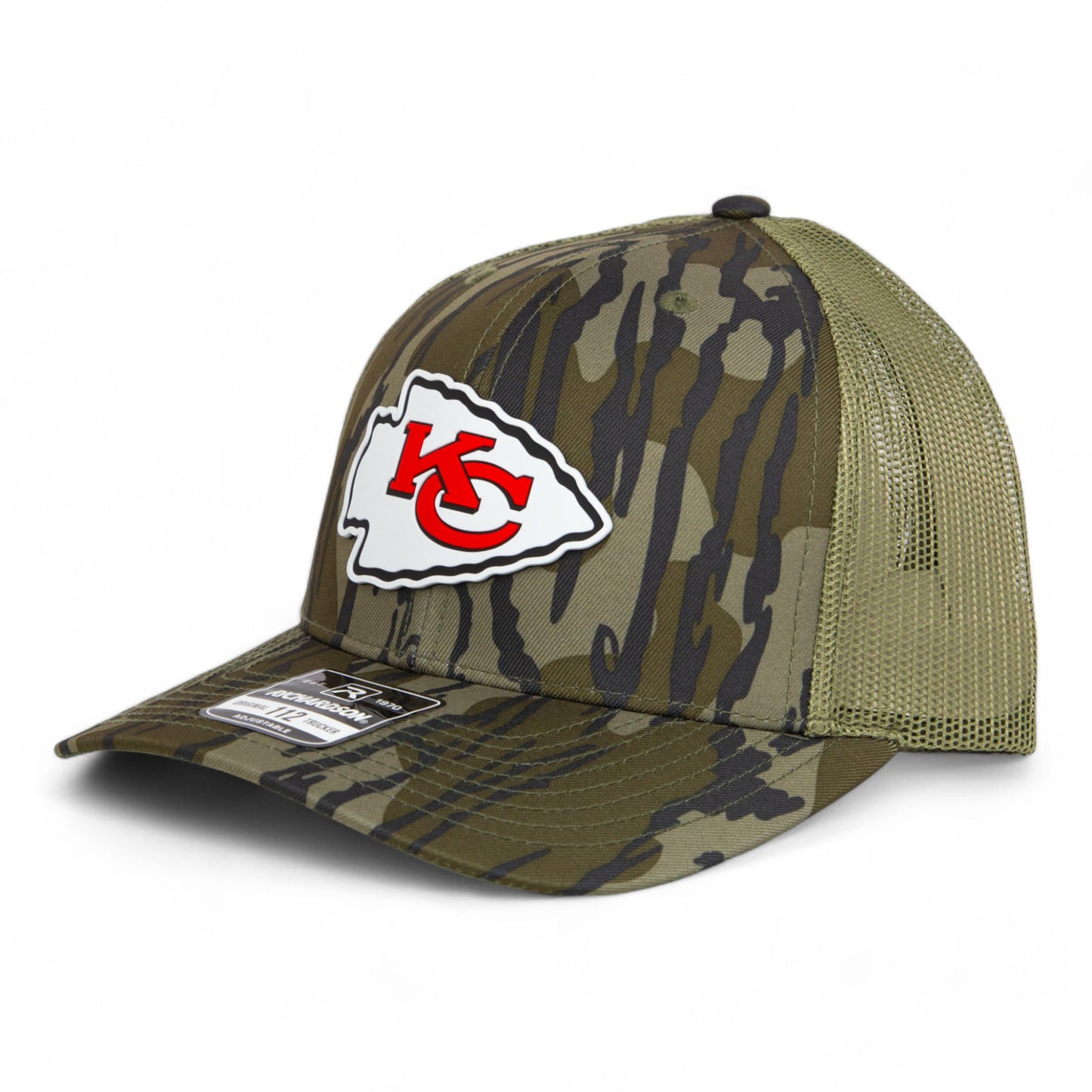 Kansas City Chiefs 3D Snapback Trucker Hat- Mossy Oak Bottomland/ Loden