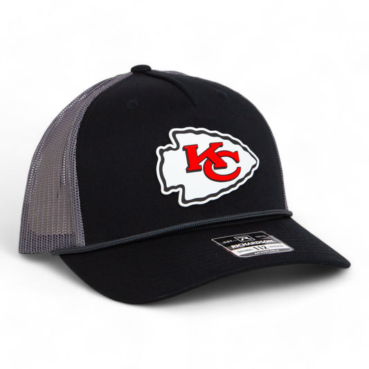 Kansas City Chiefs 3D Snapback Trucker Rope Hat- Black/ Charcoal