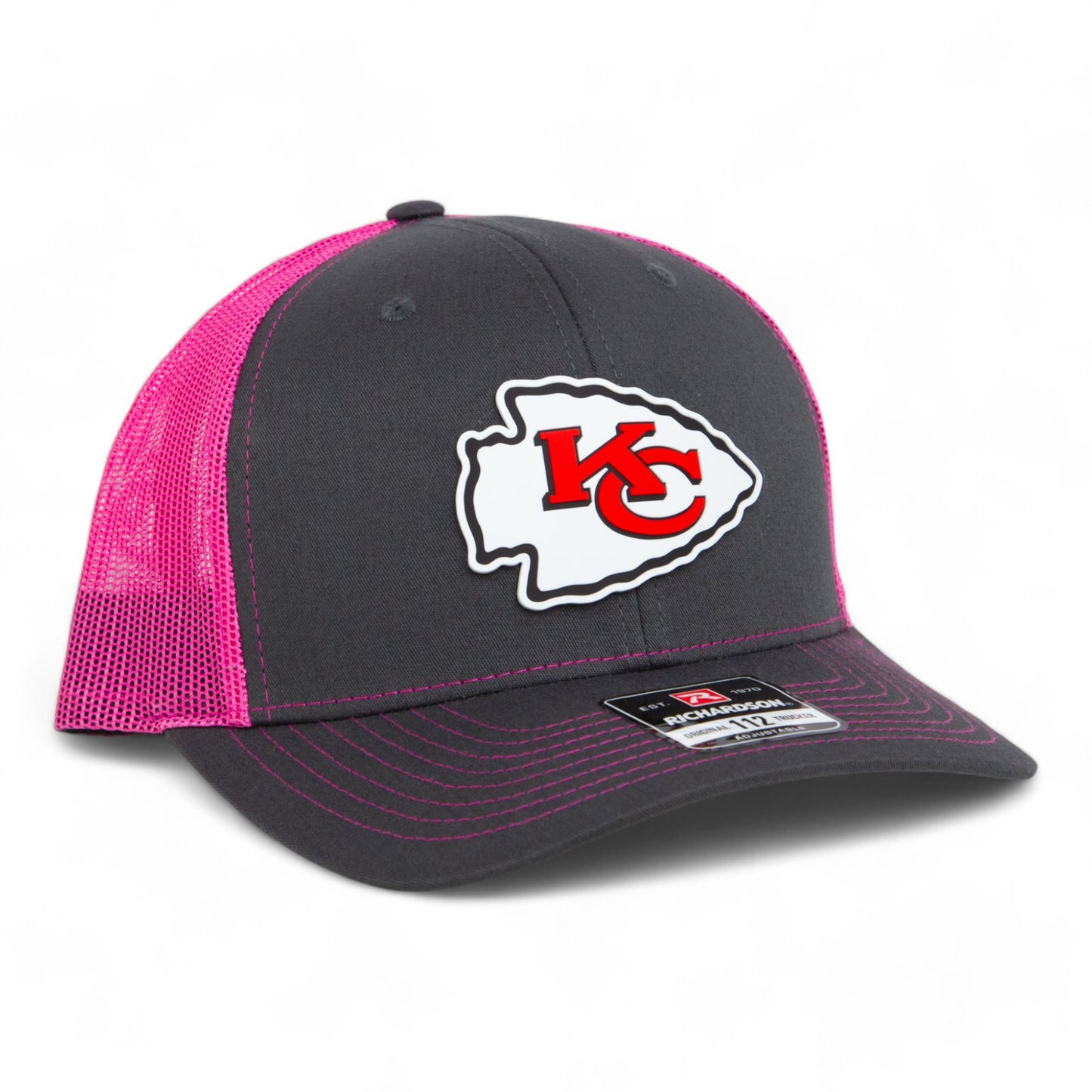 Kansas City Chiefs 3D Snapback Trucker Hat- Charcoal/ Hot Pink