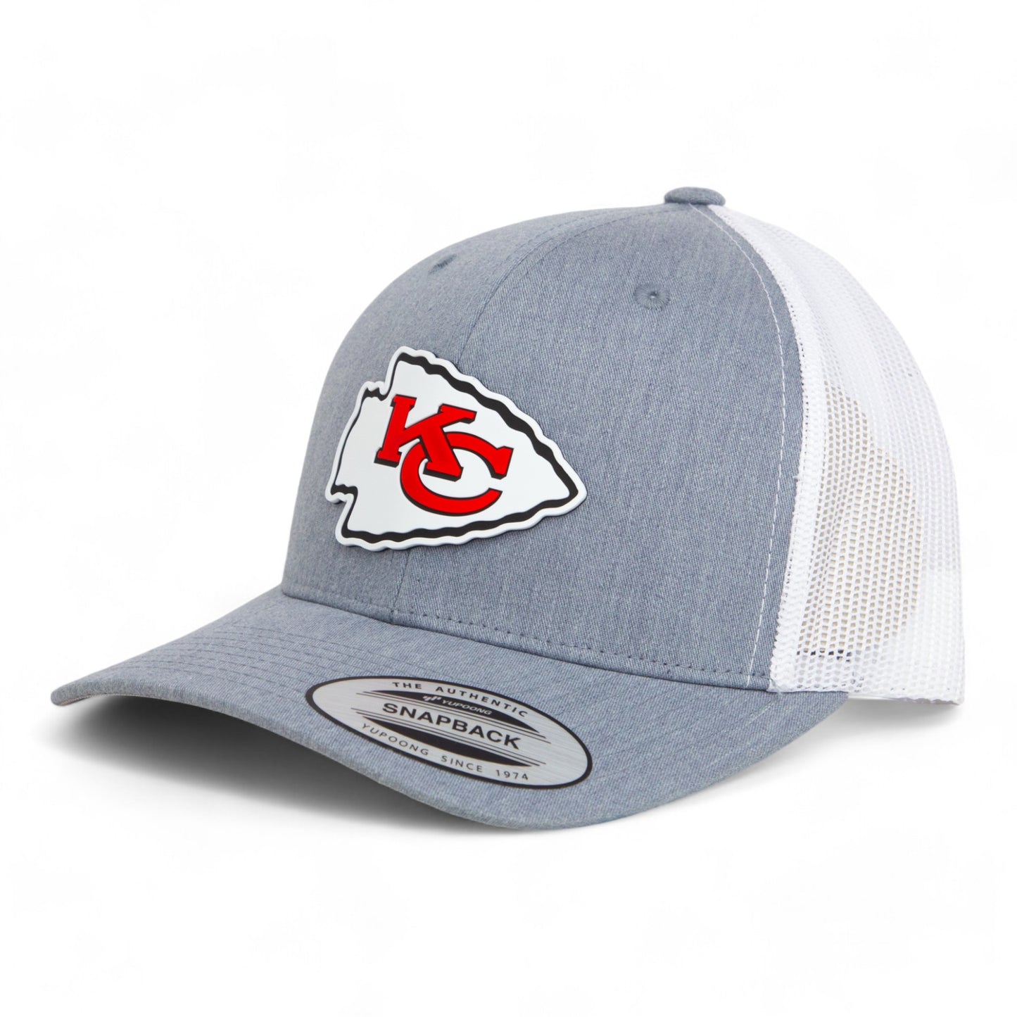 Kansas City Chiefs 3D YP Snapback Trucker Hat- Heather Grey/ White