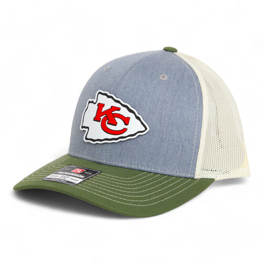 Kansas City Chiefs 3D Snapback Trucker Hat- Heather Grey/ Birch/ Olive