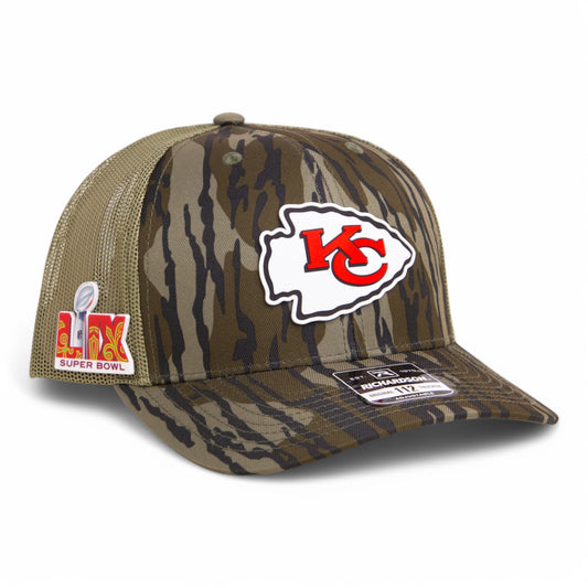 Kansas City Chiefs Super Bowl LIX 3D Snapback Trucker Hat- Mossy Oak Bottomland/ Loden