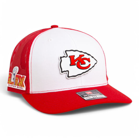 Kansas City Chiefs Super Bowl LIX 3D Snapback Trucker Hat- White/ Red