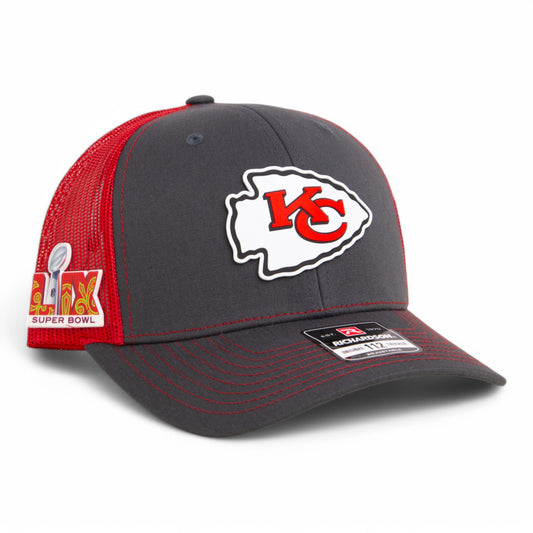 Kansas City Chiefs Super Bowl LIX 3D Snapback Trucker Hat- Charcoal/ Red