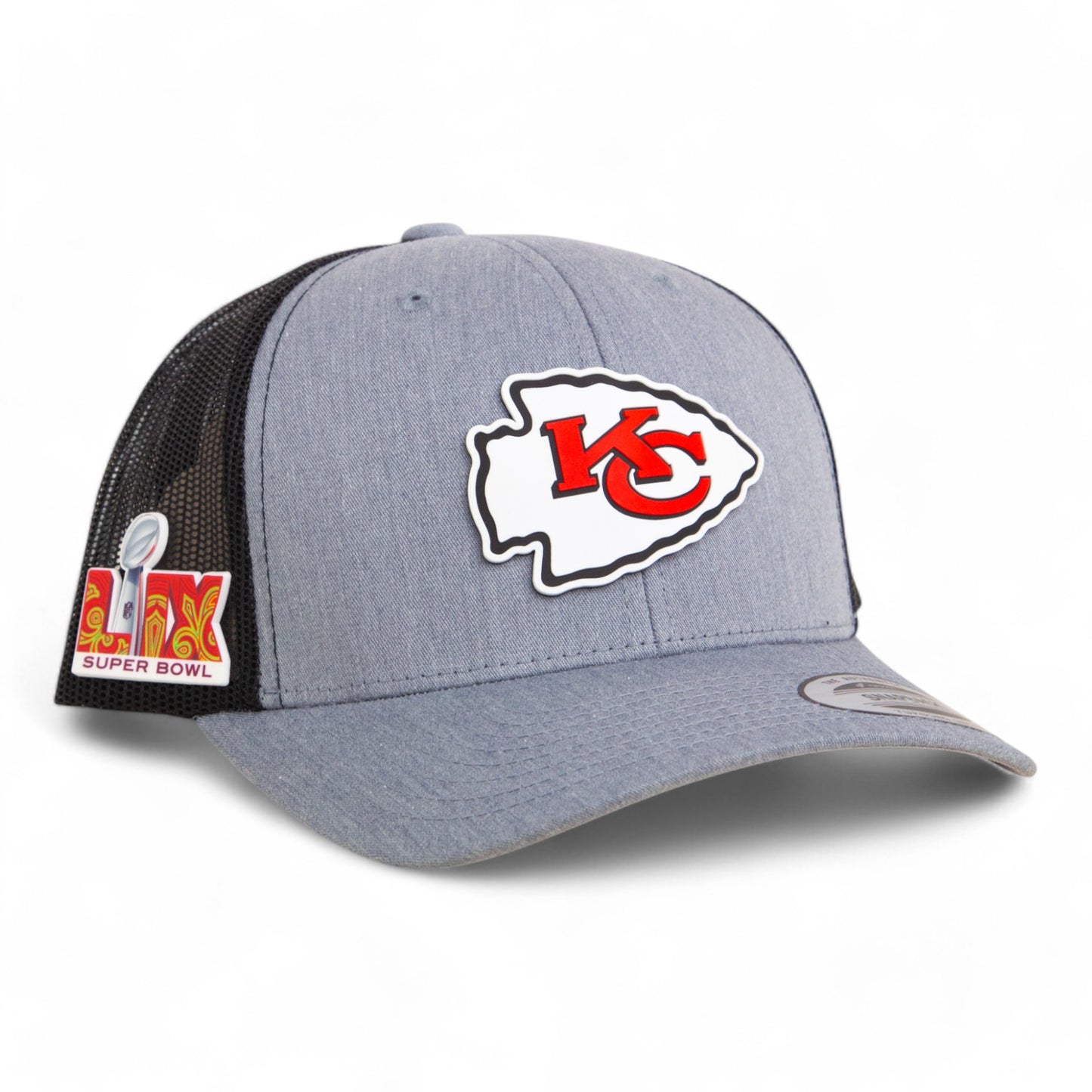 Kansas City Chiefs Super Bowl LIX 3D YP Snapback Trucker Hat- Heather Grey/ Black