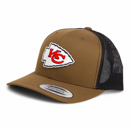 Kansas City Chiefs Super Bowl LIX 3D YP Snapback Trucker Hat- Coyote Brown/ Black