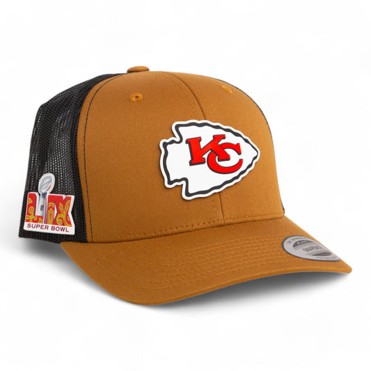 Kansas City Chiefs Super Bowl LIX 3D YP Snapback Trucker Hat- Caramel/ Black