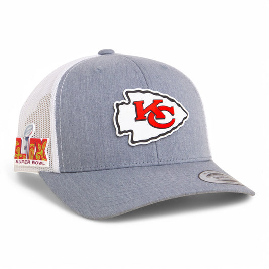 Kansas City Chiefs Super Bowl LIX 3D YP Snapback Trucker Hat- Heather Grey/ White