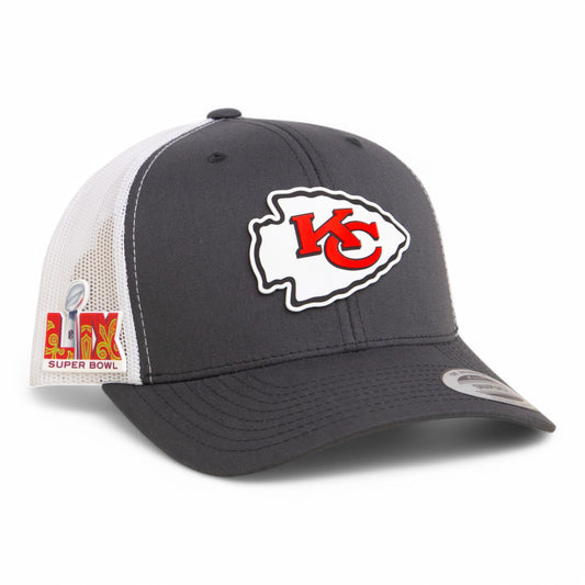 Kansas City Chiefs Super Bowl LIX 3D YP Snapback Trucker Hat- Charcoal/ White