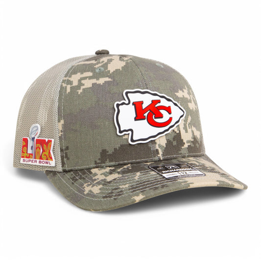 Kansas City Chiefs Super Bowl LIX 3D Snapback Trucker Hat- Military Digital Camo