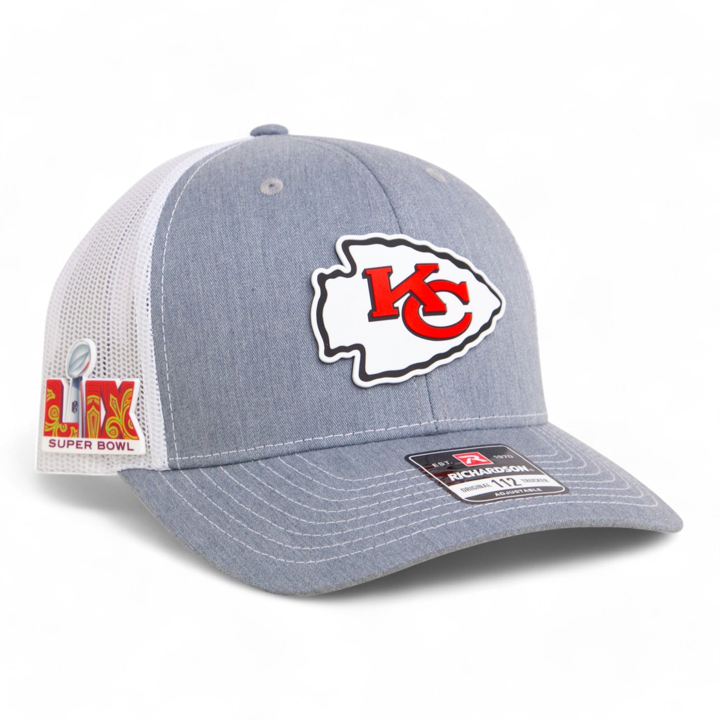 Kansas City Chiefs Super Bowl LIX 3D Snapback Trucker Hat- Heather Grey/ White