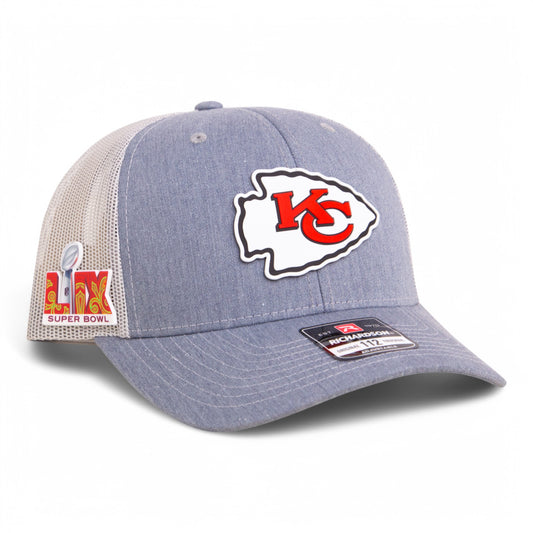 Kansas City Chiefs Super Bowl LIX 3D Snapback Trucker Hat- Heather Grey/ Light Grey