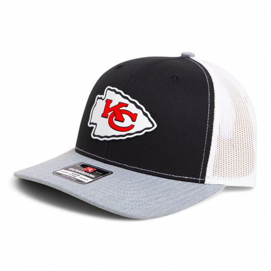 Kansas City Chiefs Super Bowl LIX 3D Snapback Trucker Hat- Black/ White/ Heather Grey