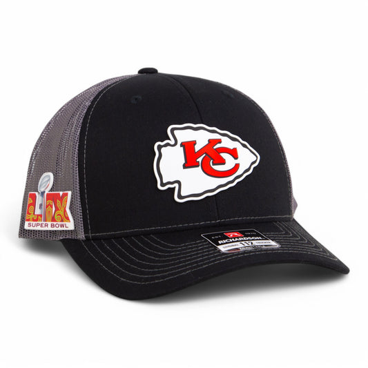 Kansas City Chiefs Super Bowl LIX 3D Snapback Trucker Hat- Black/ Charcoal