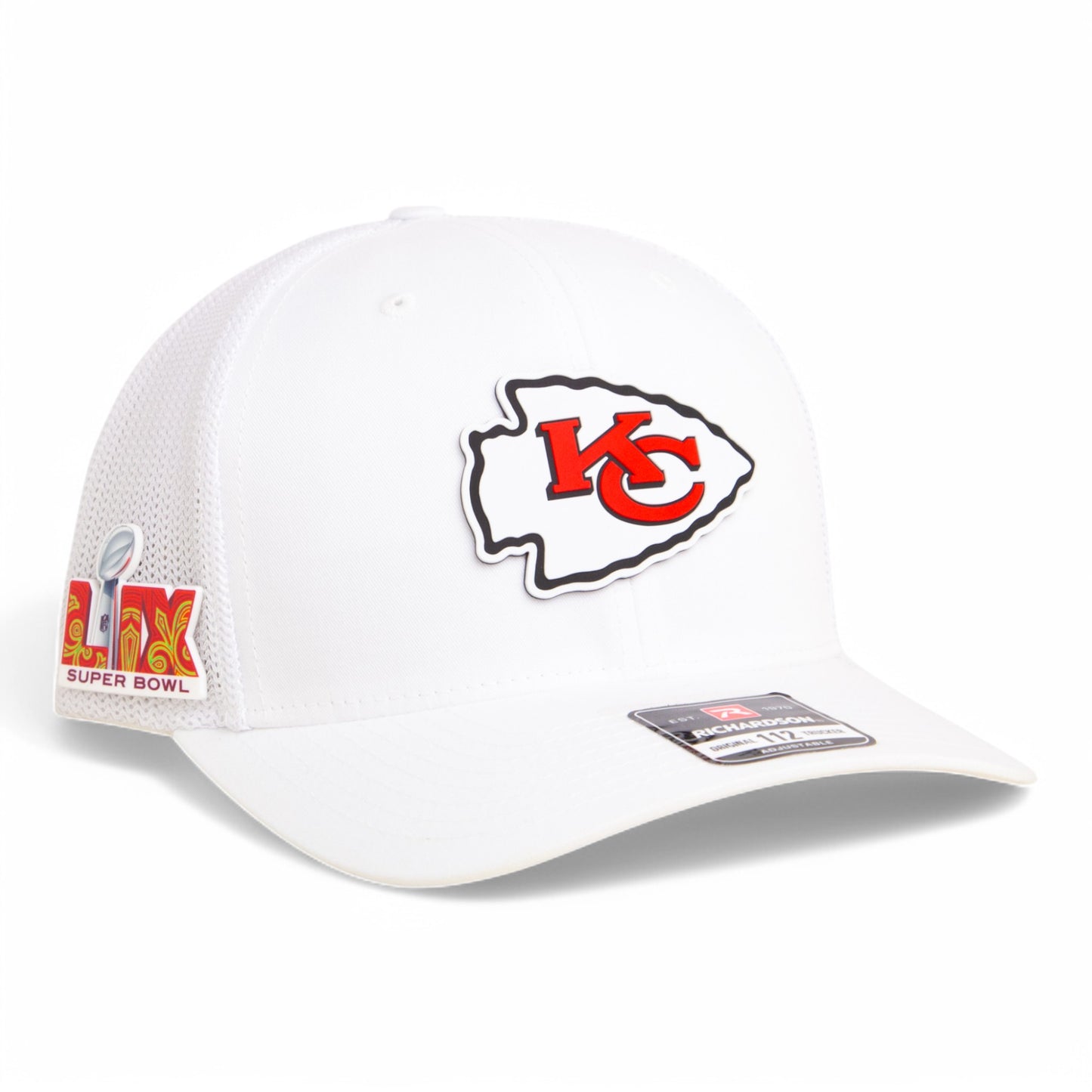 Kansas City Chiefs Super Bowl LIX 3D Snapback Trucker Hat- White