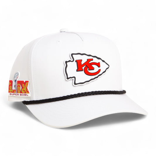 Kansas City Chiefs Super Bowl LIX 3D Snapback Rope Hat- White/ Black