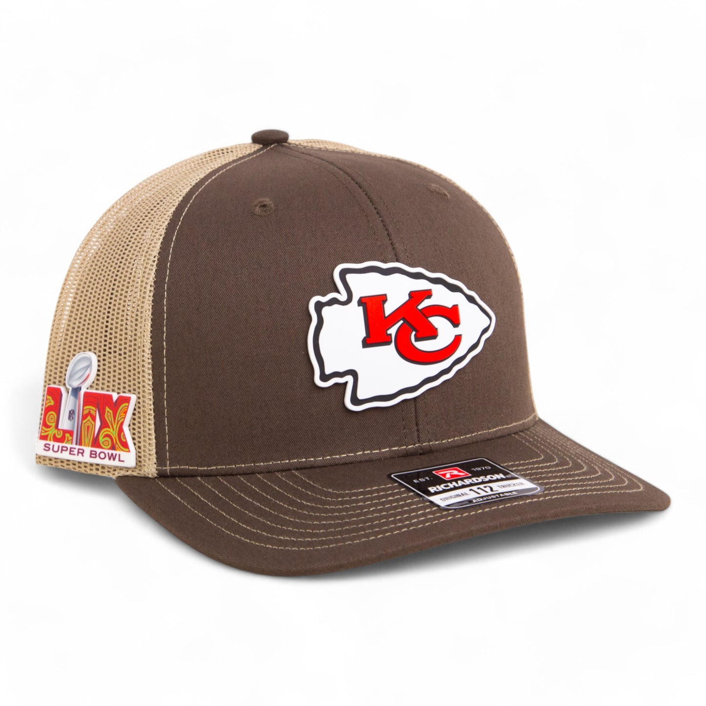 Kansas City Chiefs Super Bowl LIX 3D Snapback Trucker Hat- Brown/ Tan