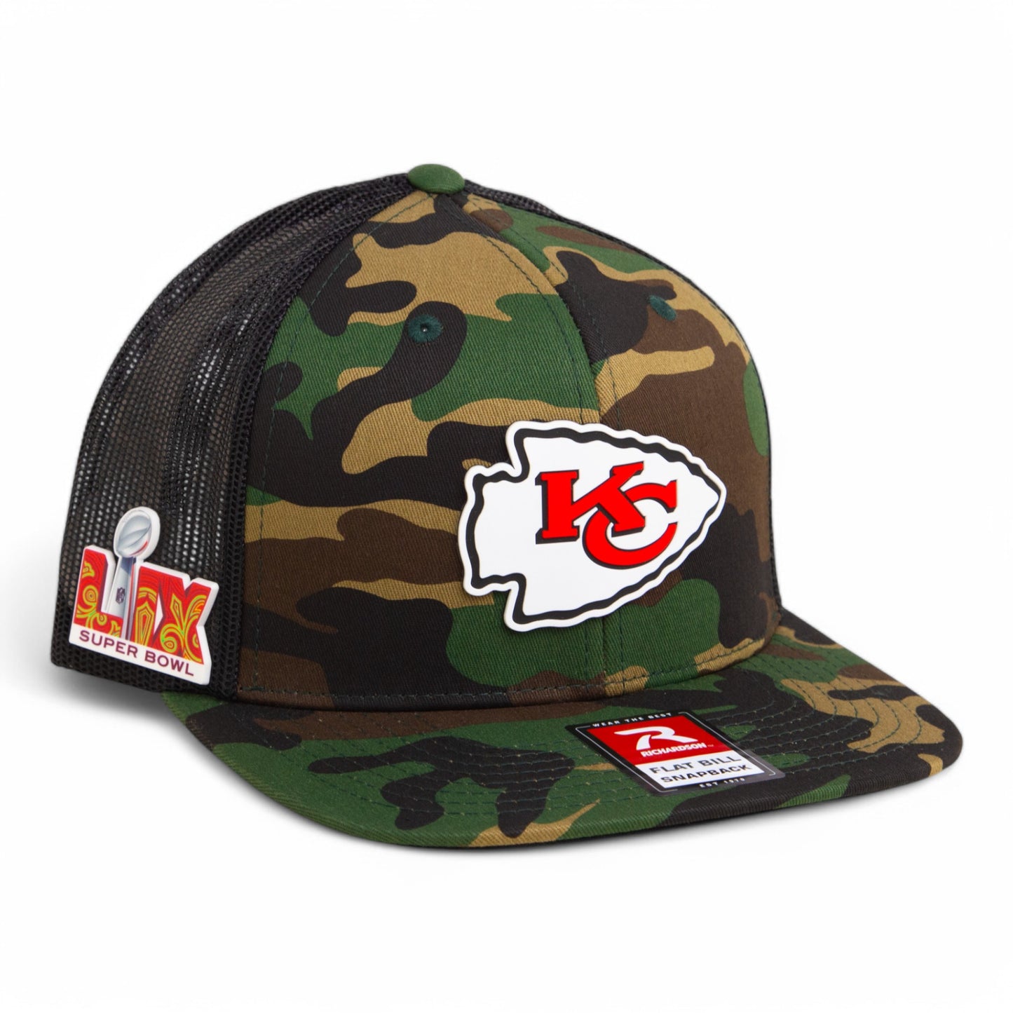 Kansas City Chiefs Super Bowl LIX 3D Wool Blend Flat Bill Hat- Army Camo/ Black