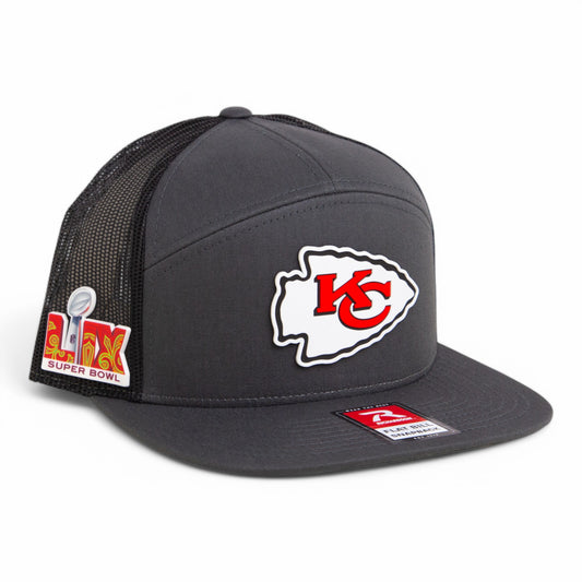 Kansas City Chiefs Super Bowl LIX 3D Snapback Seven-Panel Trucker Hat- Charcoal/ Black