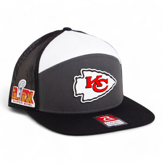 Kansas City Chiefs Super Bowl LIX 3D Snapback Seven-Panel Trucker Hat- Charcoal/ White/ Black