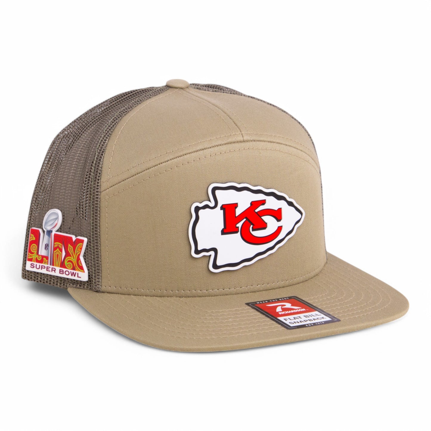 Kansas City Chiefs Super Bowl LIX 3D Snapback Seven-Panel Trucker Hat- Pale Loden Green