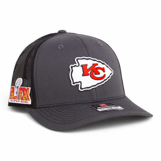 Kansas City Chiefs Super Bowl LIX 3D Snapback Trucker Hat- Charcoal/ Black