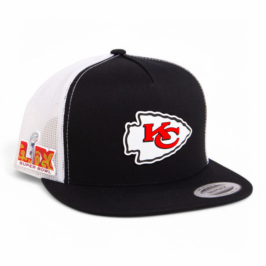 Kansas City Chiefs Super Bowl LIX 3D YP Snapback Flat Bill Trucker Hat- Black/ White