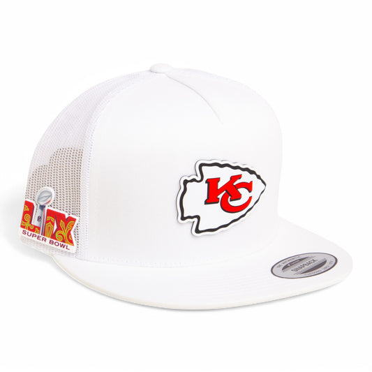 Kansas City Chiefs Super Bowl LIX 3D YP Snapback Flat Bill Trucker Hat- White