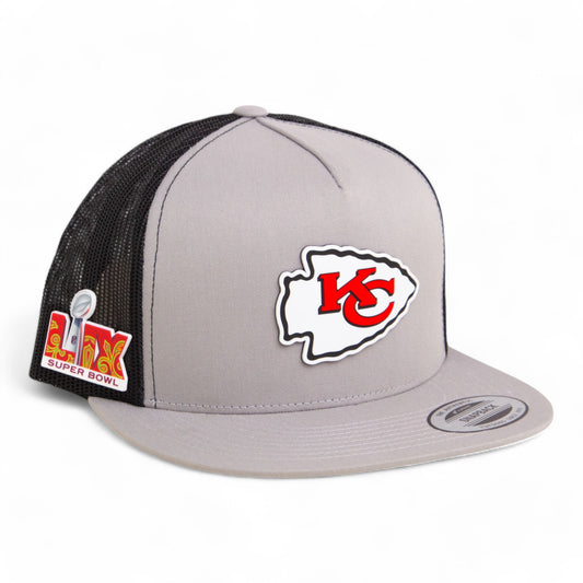 Kansas City Chiefs Super Bowl LIX 3D YP Snapback Flat Bill Trucker Hat- Silver/ Black