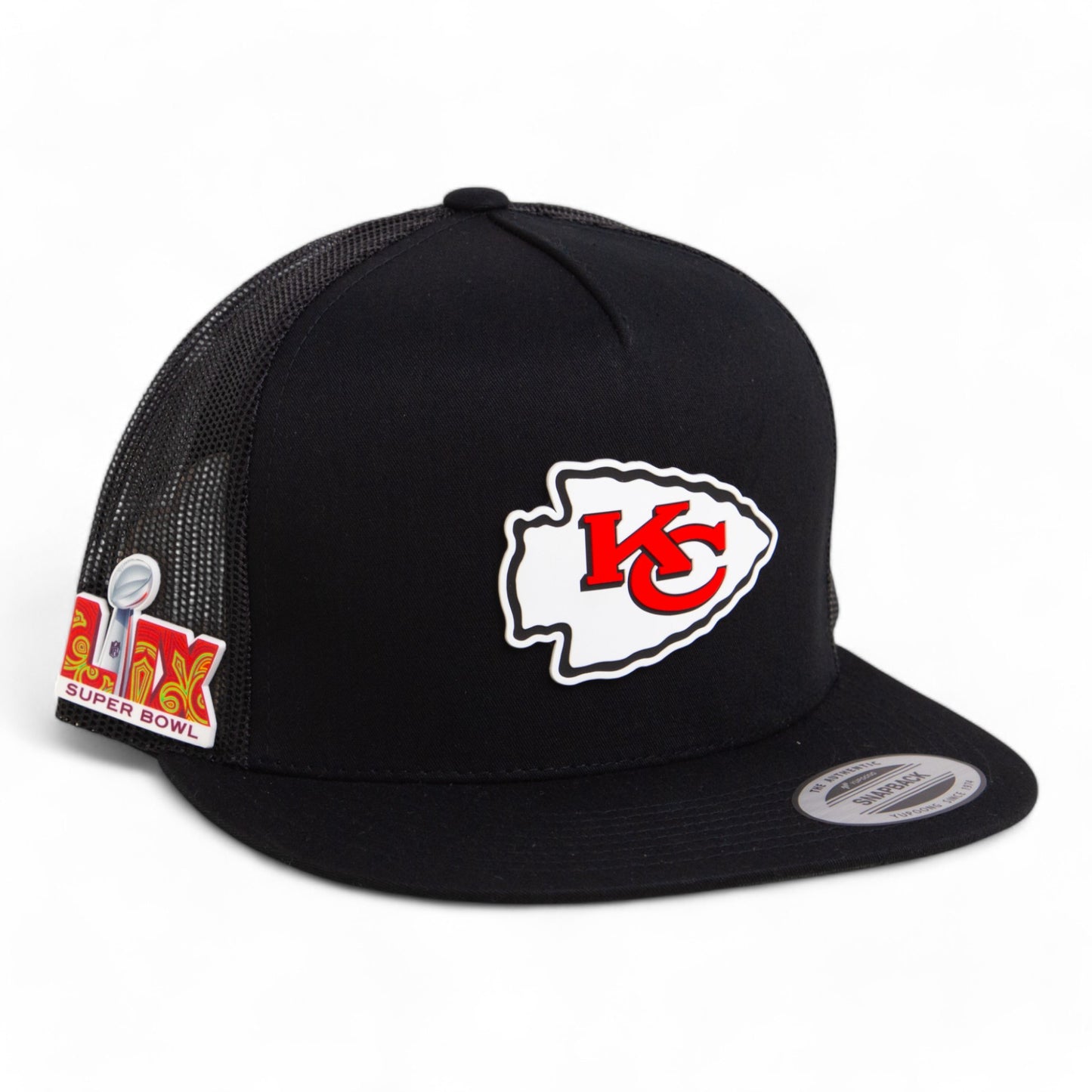 Kansas City Chiefs Super Bowl LIX 3D YP Snapback Flat Bill Trucker Hat- Black