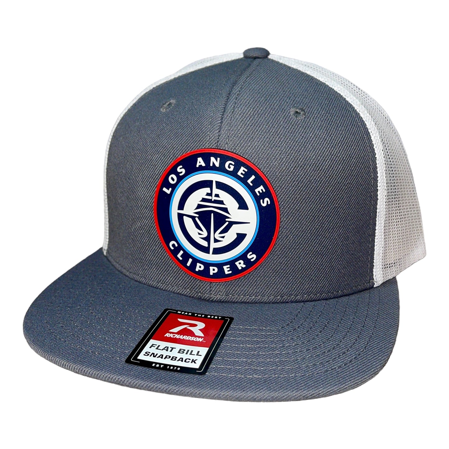 LA Clippers 3D Wool Blend Flat Bill Hat- Charcoal/ White