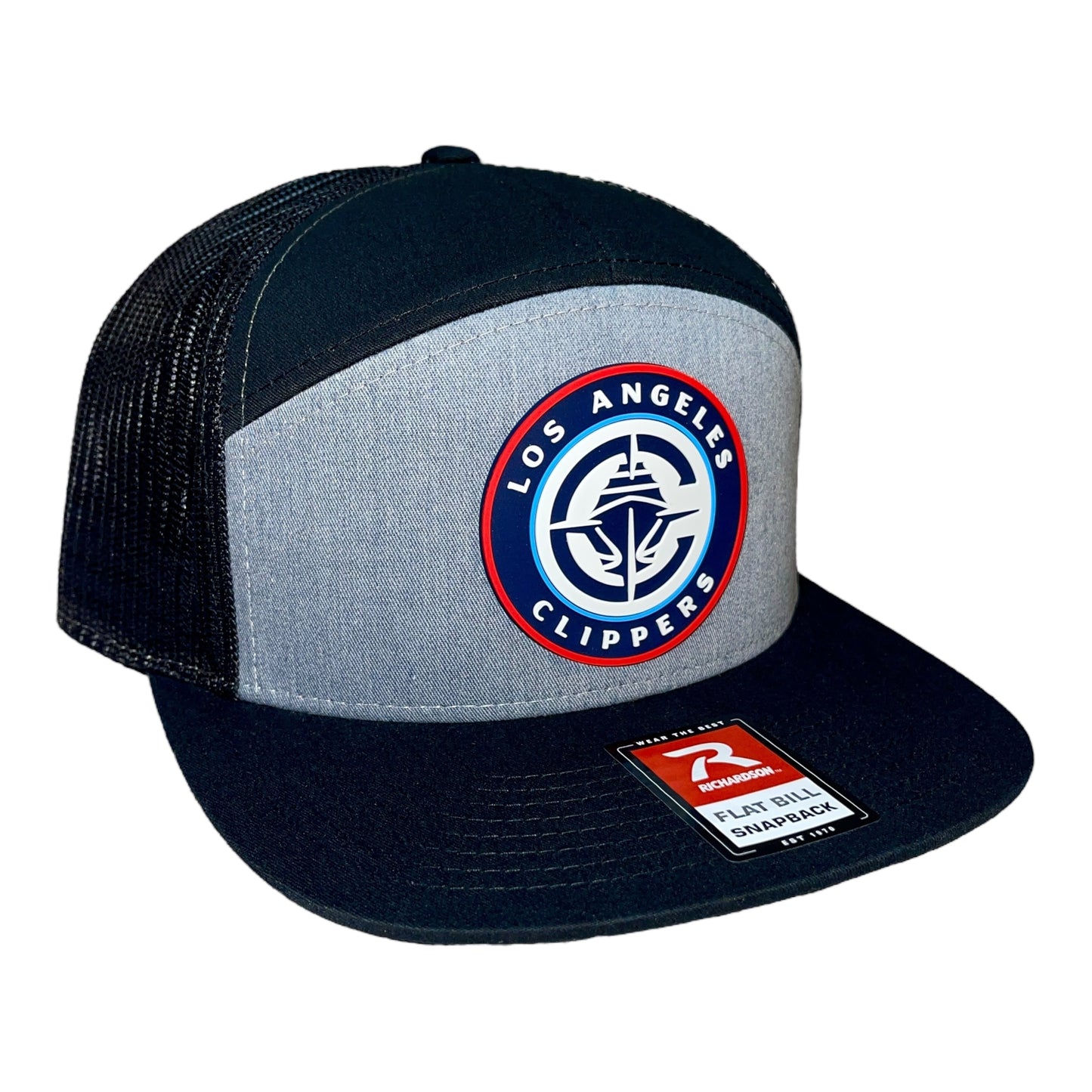 LA Clippers 3D Snapback Seven-Panel Trucker Hat- Heather Grey/ Black