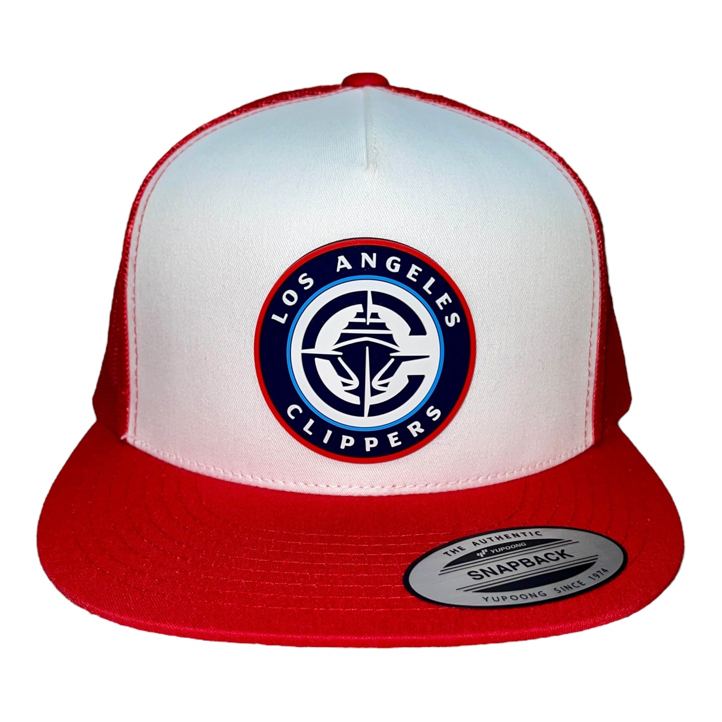 LA Clippers 3D YP Snapback Flat Bill Trucker Hat- White/ Red