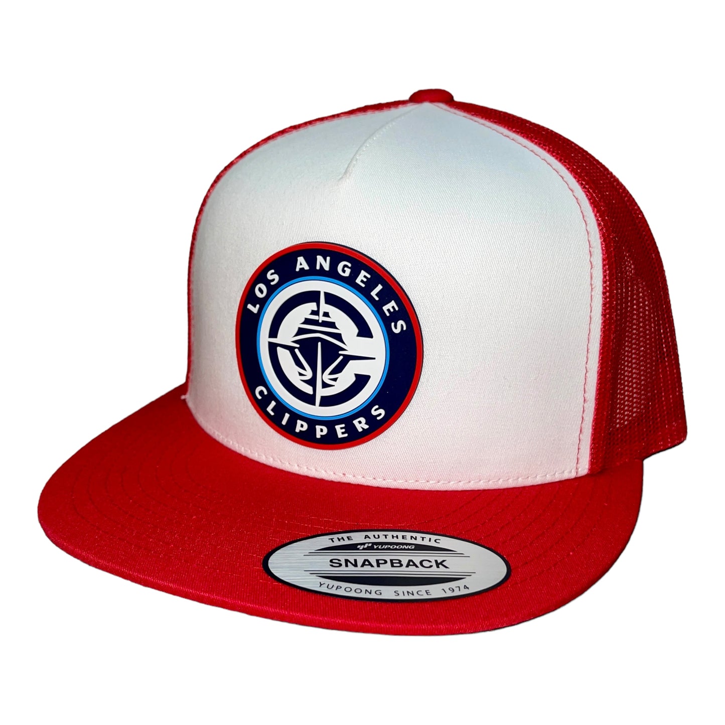 LA Clippers 3D YP Snapback Flat Bill Trucker Hat- White/ Red