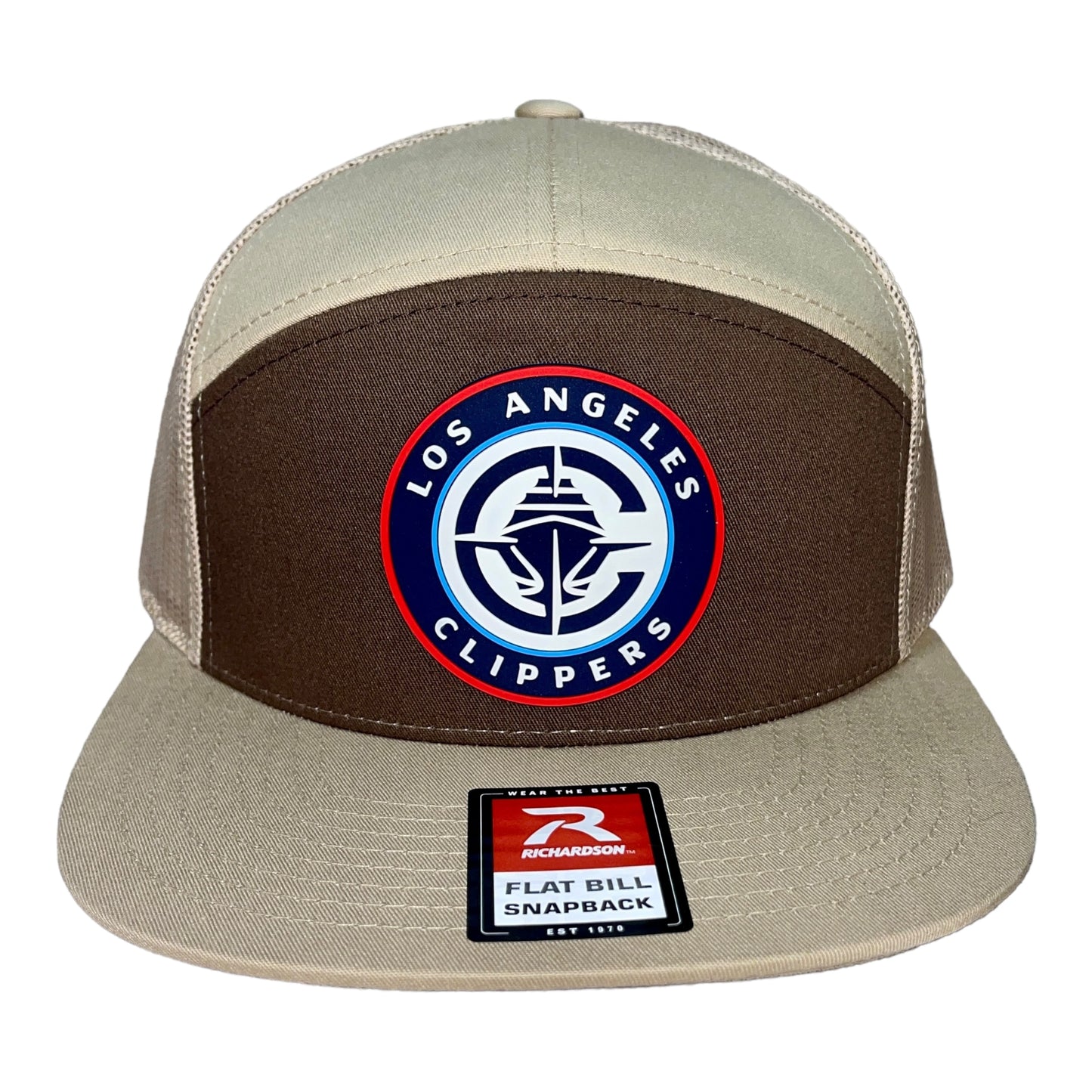 LA Clippers 3D Snapback Seven-Panel Trucker Hat- Brown/ Tan