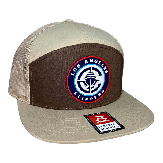 LA Clippers 3D Snapback Seven-Panel Trucker Hat- Brown/ Tan