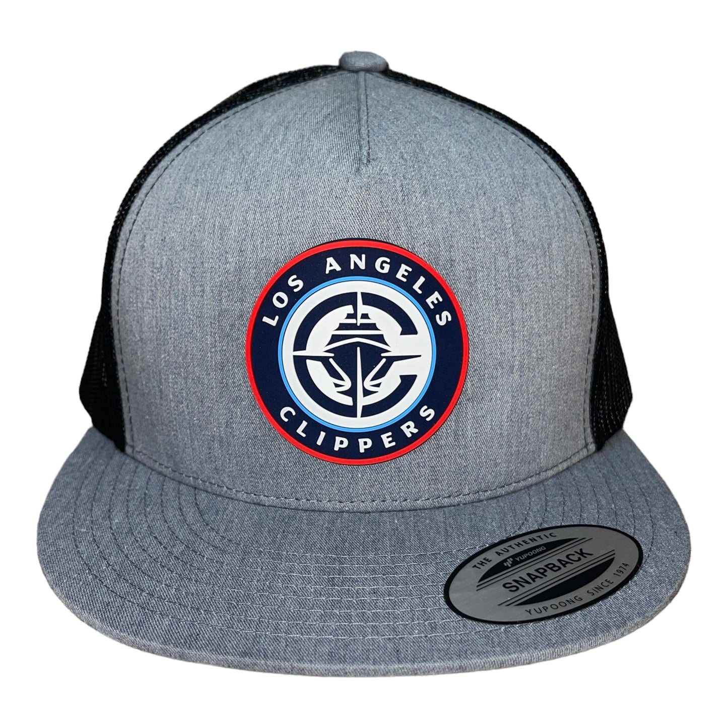 LA Clippers 3D YP Snapback Flat Bill Trucker Hat- Heather Grey/ Black