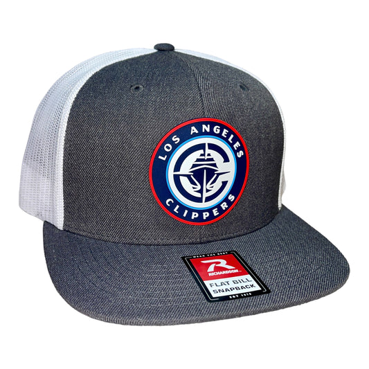 LA Clippers 3D Wool Blend Flat Bill Hat- Heather Charcoal/ White