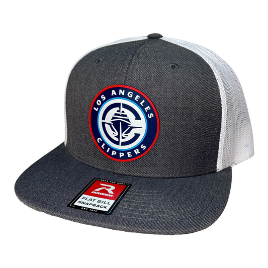 LA Clippers 3D Wool Blend Flat Bill Hat- Heather Charcoal/ White