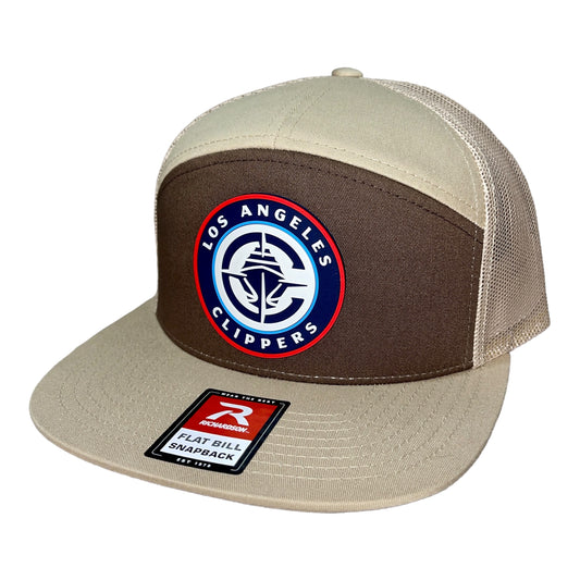 LA Clippers 3D Snapback Seven-Panel Trucker Hat- Brown/ Tan