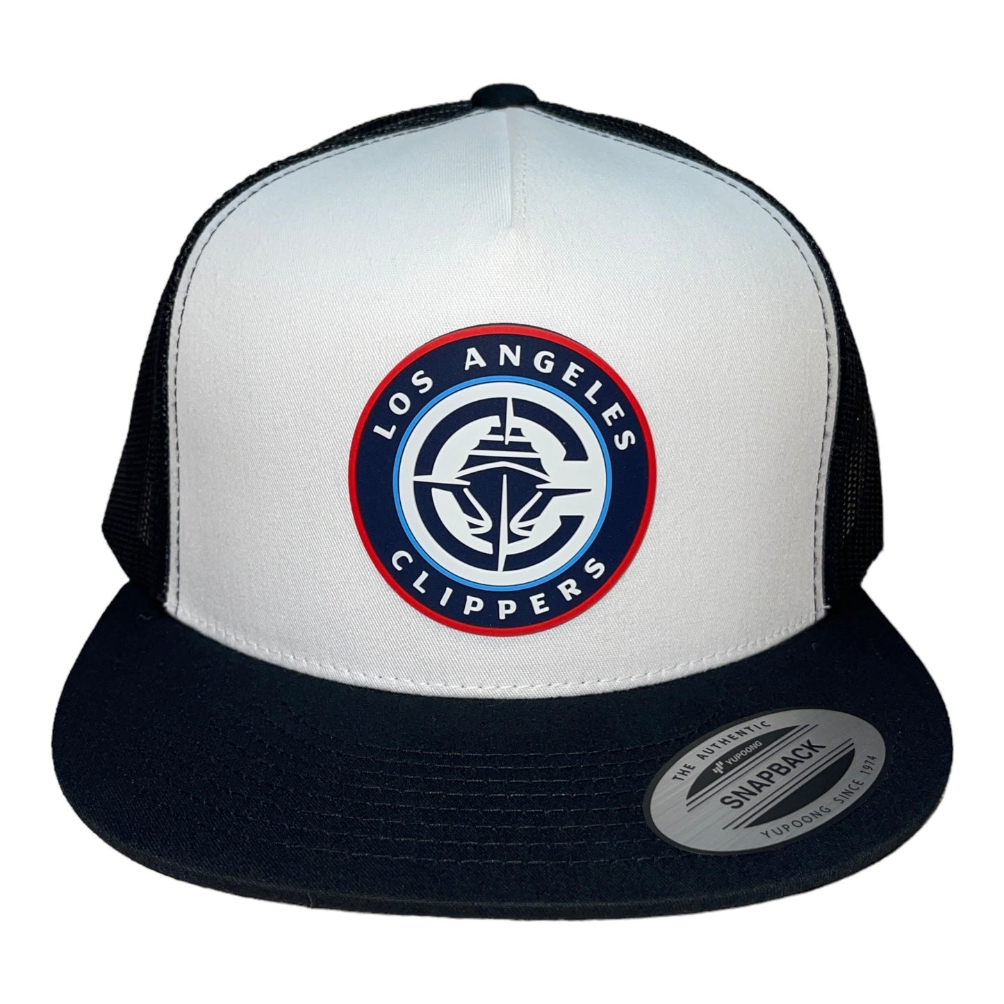 LA Clippers 3D YP Snapback Flat Bill Trucker Hat- White/ Black