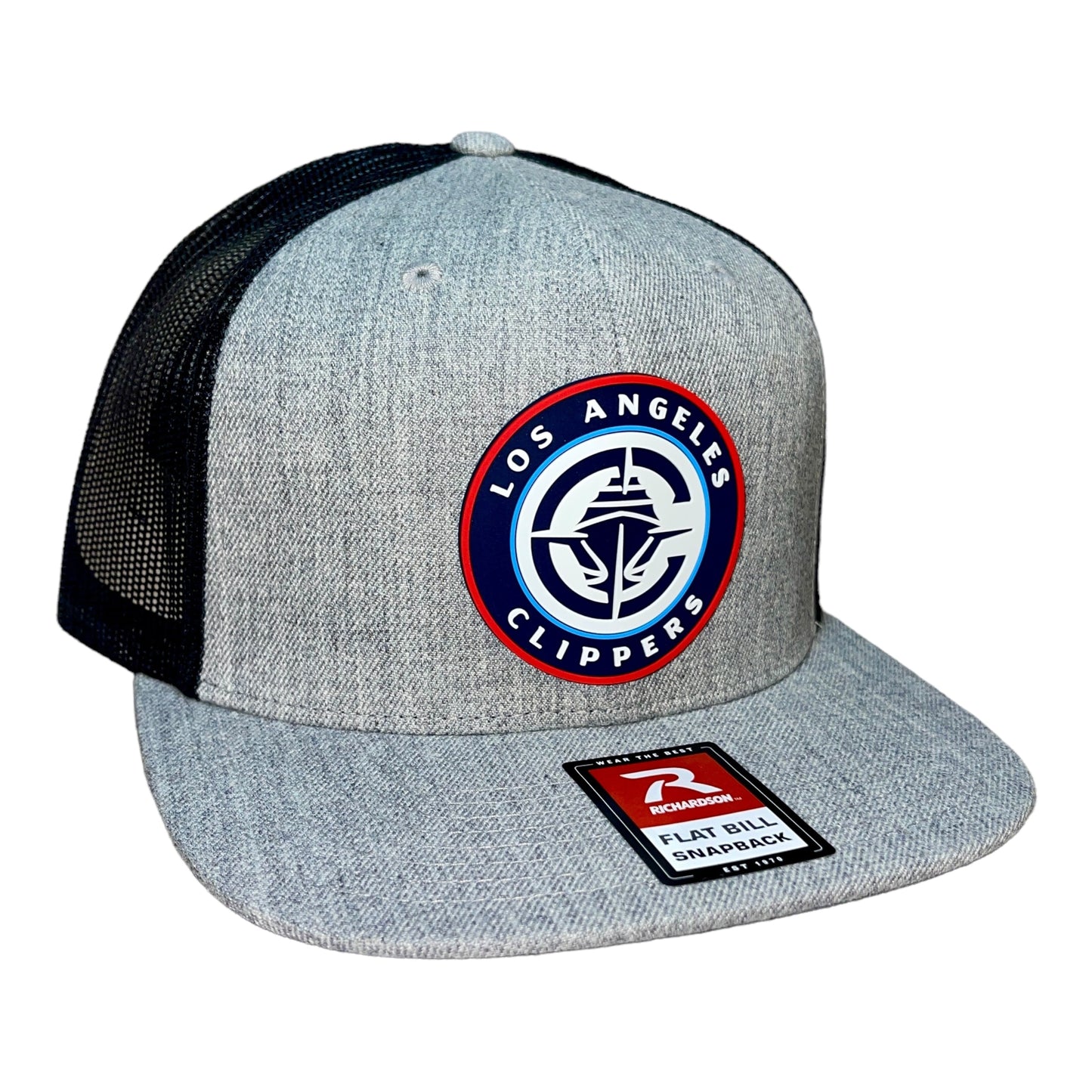 LA Clippers 3D Wool Blend Flat Bill Hat- Heather Grey/ Black