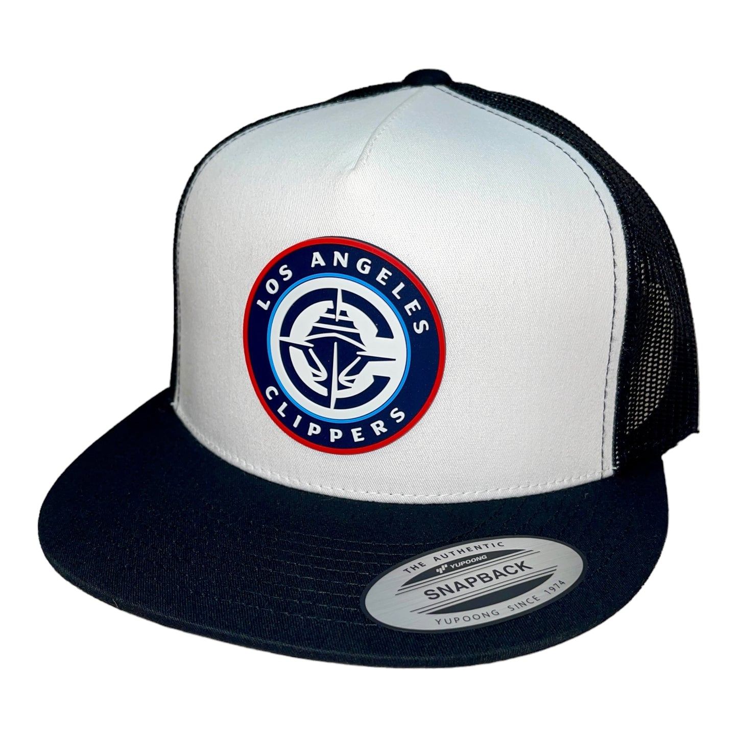 LA Clippers 3D YP Snapback Flat Bill Trucker Hat- White/ Black