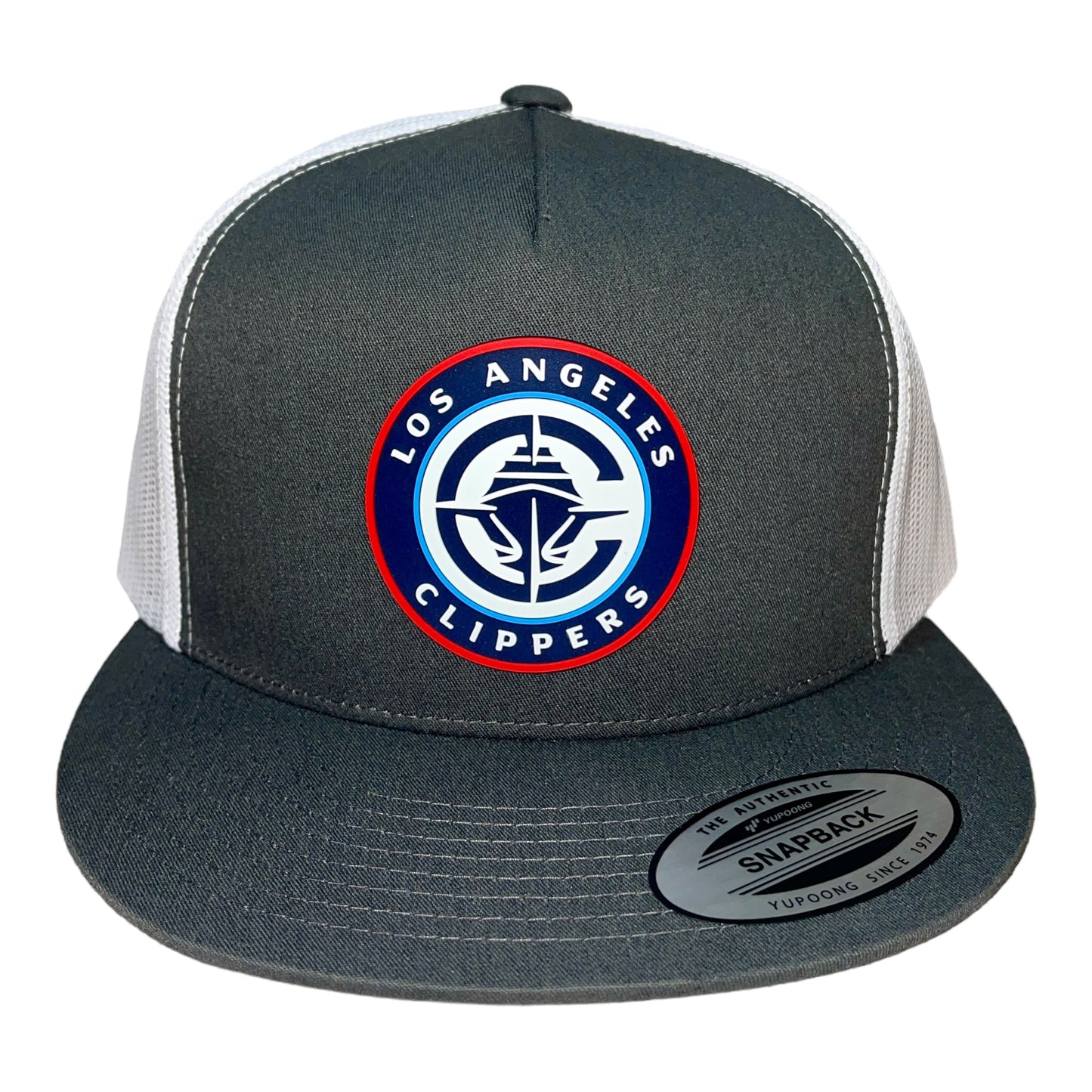 LA Clippers 3D YP Snapback Flat Bill Trucker Hat- Charcoal/ White