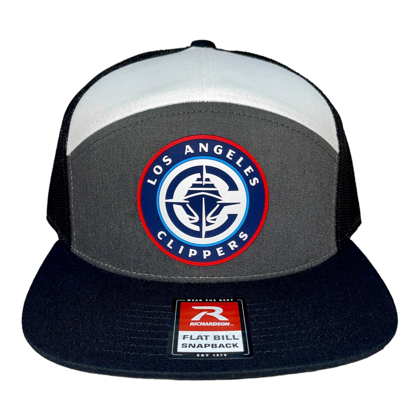 LA Clippers 3D Snapback Seven-Panel Trucker Hat- Charcoal/ White/ Black