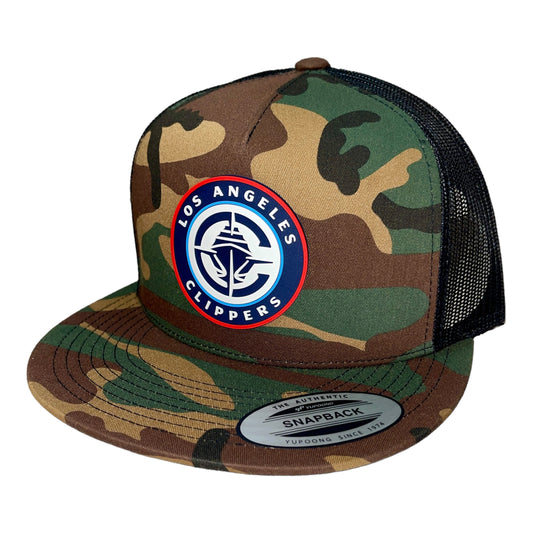 LA Clippers 3D YP Snapback Flat Bill Trucker Hat- Army Camo/ Black